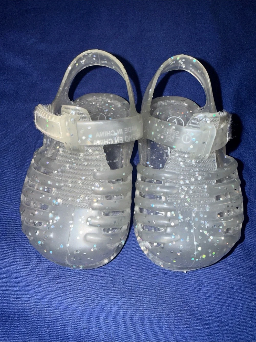 Teeny Toes Infant Clear Glitter Jelly Sandals Size 1